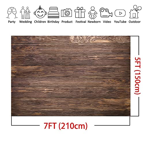LYWYGG 7x5ft Thin Vinyl Brown Wood Backdrop Photographers Retro Wood Wall Background Cloth Seamless CP-19 - size: 7X5FT