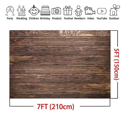 LYWYGG 7x5ft Thin Vinyl Brown Wood Backdrop Photographers Retro Wood Wall Background Cloth Seamless CP-19 - size: 7X5FT