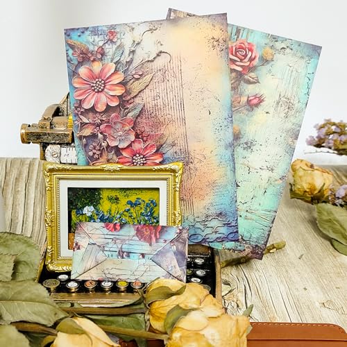 PRSTINCOL Scrapbook Paper,24 Sheets 6x4.3 Inch Floral scrapbook supplies,Single-Sided Vivid Origami Decoupage Paper for Diy Crafts, Card Making, Art Journaling - color: Flower Style