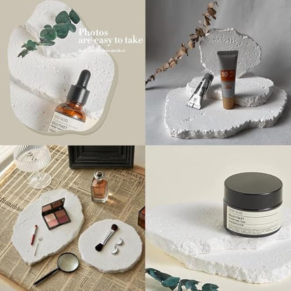3PCS Photography Background Props Irregular Aromatherapy Gypsum Geometric with Holes Props for Food Jewelry Photoshoot Waterproof White Product Cosmetics Fragrance Photo Prop - color: white-2
