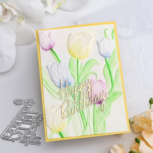 Briartw 3D Embossing Folder for Card Making Adding Textured Detail to Paper Crafting 6.3x4.5inch Clear Texture Plate Perfect for Heavyweight Cardstock (≥250gsm/92lb),Tulip Texture Template - color: Tulip