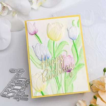 Briartw 3D Embossing Folder for Card Making Adding Textured Detail to Paper Crafting 6.3x4.5inch Clear Texture Plate Perfect for Heavyweight Cardstock (≥250gsm/92lb),Tulip Texture Template - color: Tulip