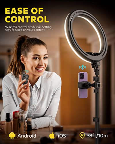 Kaiess 10.2" Selfie Ring Light with 65" Adjustable Tripod Stand & Phone Holder for Live Stream/Makeup, Upgraded Dimmable LED Ringlight for Tiktok/YouTube/Zoom Meeting/Photography (RGB) - color: rgb