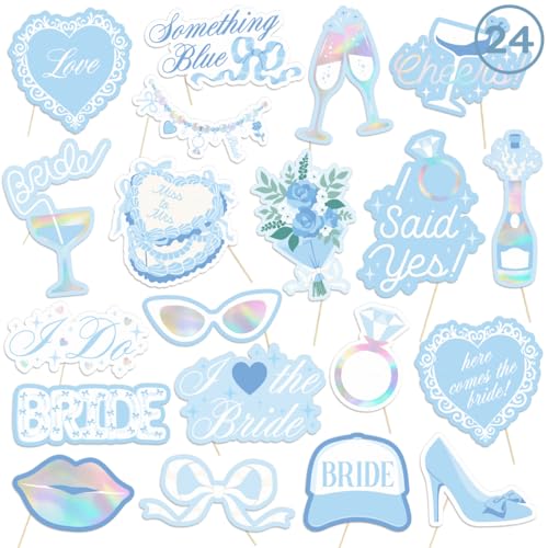 xo, Fetti Something Blue Bach & Bridal Shower Photo Props - 24pc | Bachelorette, Bridal Shower, Photo Booth, Something Blue, Bride to Be, Engagement Party, Blueprint Decorations, Photo Booth Props