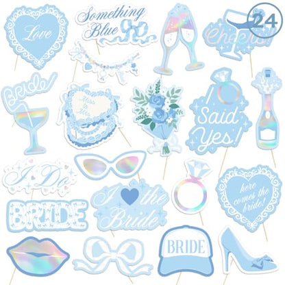 xo, Fetti Something Blue Bach & Bridal Shower Photo Props - 24pc | Bachelorette, Bridal Shower, Photo Booth, Something Blue, Bride to Be, Engagement Party, Blueprint Decorations, Photo Booth Props