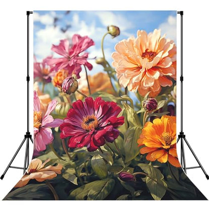 Colorful Spring Backdrop Background for Photography 5x7ft Photobooth Professional Photo Backdrop Curtains Video Photography Studio Photo Backgrounds Banner Booth Background Screen Parties - color: Colorful Spring Summer Flower