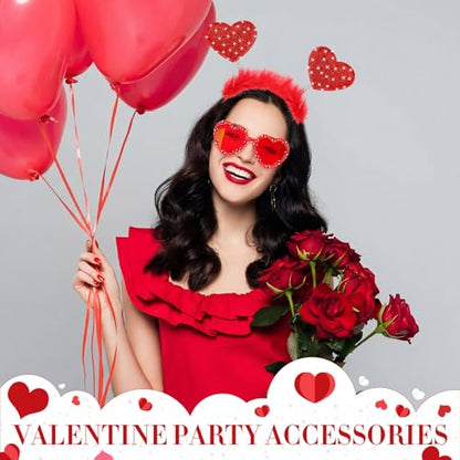 Janinka Valentines Day Heart Headband Sunglasses Set Valentines Photo Prop Galentines Party Favor Accessories for Women - style: Feather Heart