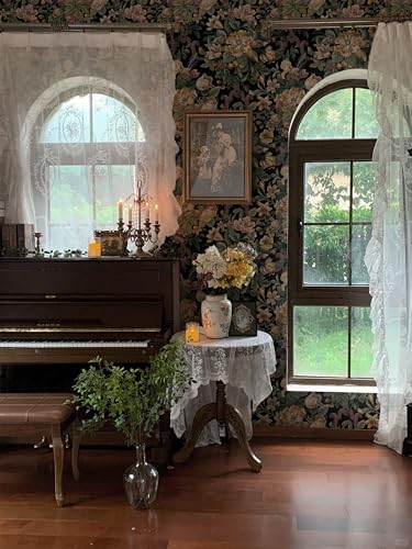 Dimoon Vintage Wallpaper Peel and Stick Archival Dark Green Floral Wallpaper 17.3"x393"Flower Leaf Retro Contact Paper for Bedroom Thicken Waterproof Self Adhesive Wall Paper Removable Vinyl Roll - color: Vintage Brown, size: 17.3" x 394"