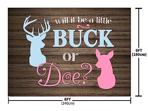 MEHOFOND 8x6ft Buck or Doe Gender Reveal Baby Shower Backdrop Rustic Wood Boy or Girl Deer Photography Background Banner for Dessert Table Supplies Party Decoration Photo Shoot Props - size: 8x6ft
