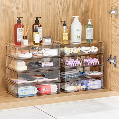2 Pack Clear Makeup Storage Drawer, 12''W Stackable Bathroom Organizers and Storage Drawer, Acrylic Cosmetic Display Case For Vanity, Undersink, Cabinets, Desk Organizer - size: 2 Pack