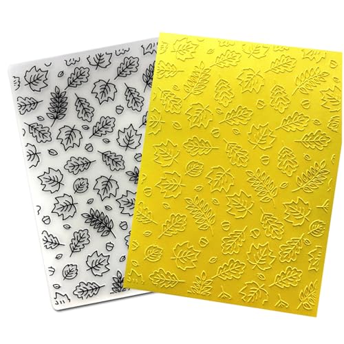 Arbuya Fall Leaves Plastic Embossing Folders Template - Maple Leaf Texture Plate Embossers for Card Making DIY Scrapbooking Paper Crafting Handmade Crafts Arts Supplies, 5"x7" - color: Leaves