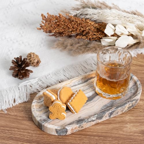Koville 10"x5" Marble Vanity Tray for Bathroom Kitchen Countertop, Natural Marble Trays for Home Decor, Perfume Organizer Jewelry Dish, Stone Tray for Dresser, Decorative Candles Trays - color: White Traonyx