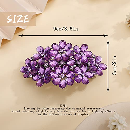 Aimimier Flower Crystal Hair Barrettes Fashion Rhinestone Alligator Snap Clips Hair Pins Luxury Wedding Hair Accessories for Women (Purple) - color: Purple