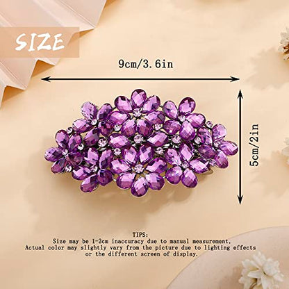 Aimimier Flower Crystal Hair Barrettes Fashion Rhinestone Alligator Snap Clips Hair Pins Luxury Wedding Hair Accessories for Women (Purple) - color: Purple