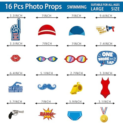 Swimming Party Birthday Photo Booth Props Swim Team Pool Waves Summer Beach Themed Decor Photobooth Props for Swimmers Team Gifts Swim Party