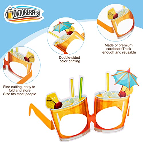 Vinsot 32 Pack Beach Pool Party Eyeglasses Decor Summer Luau Paper Glasses Bulk Hawaiian Sunglasses Frame Tropical Pool Props Photo Booth Props for Summer Beach Luau Party Favor Birthday Supply Decor