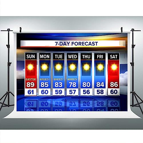 Weather Forecast Backdrop 10x7ft Seven-Day Broadcast Sunny Day Photo Background Business Study Portrait Studio Prop Wallpaper BJMYLU449 - size: vinyl-10x7ft