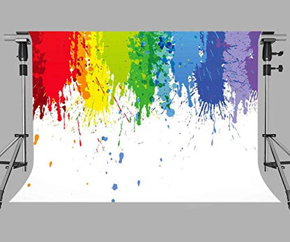 7x5ft Abstract Cartoons Art Backdrop Colorful Paint Splatter - Perfect for Parties, Photography & Photo Booth - size: 7x5ft