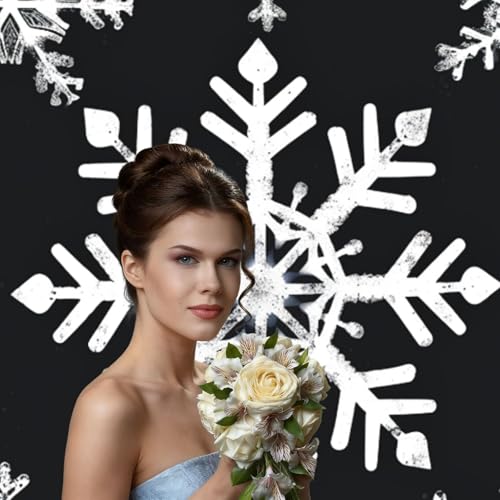 White Snowflake Backdrop Background for Photography 5x7ft Photobooth Professional Photo Backdrop Curtains Video Photography Studio Photo Backgrounds Banner Booth Background Screen Parties - color: White Snowflake