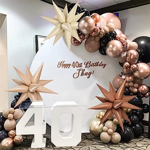 Brown Cream Caramel Star Foil Balloons, 36PCS Metallic Beige Neutral Tan Explosion Balloons Cone Mylar Spike Balloon for Birthday Baby Shower Boho Wedding Party Decorations - color: Chocolate, Caramel, 26 Inch