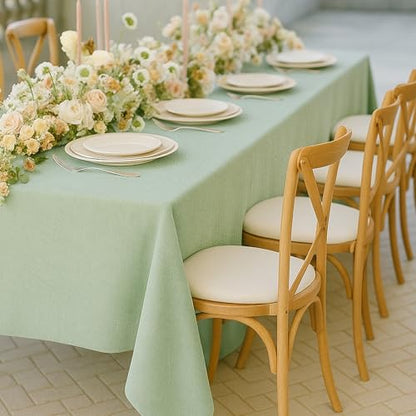 Tablecloths 60x102 Inches Textured Fabric,Natural Water Resistant Spill Proof Table Cloth Washable Small Card Folding Table Covers for Dining, Wedding and Parties，Sage Green - color: Sage Green, size: 60" x 102" (Rectangular)