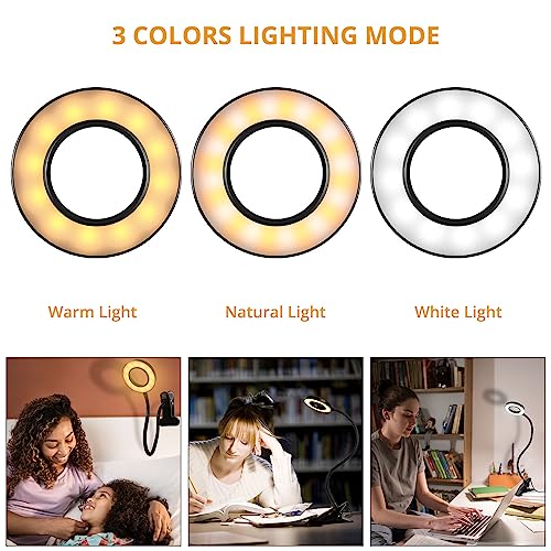 Woputne Desk Clip on Lamp for Reading Home Office, with 5V 2A Adapter, 10 Dimmable Brightness 3 Modes, Clamp Reading Light for Bed Headboard, Craft (Black)… - color: Black, size: Included Adapter