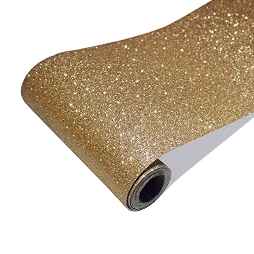 CRE8TIVE Champagne Gold Glitter Wallpaper Border Gold Peel and Stick Wallpaper Border Trim Fabric Glitter Contact Paper Self Adhesive Removable Decorative Wall Border for Cabinets Shelf Liner 8"x80" - color: Champagne Gold, size: 8" x 80"