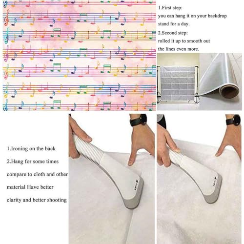 9x6FT Pink Theme Music Notes Backdrop Colourful Music Notation Photography Background for Newborn Girl Baby Shower 1st Birthday Senior Pictures Party Decorations Photo Booth Props Supplies - size: 9x6ft