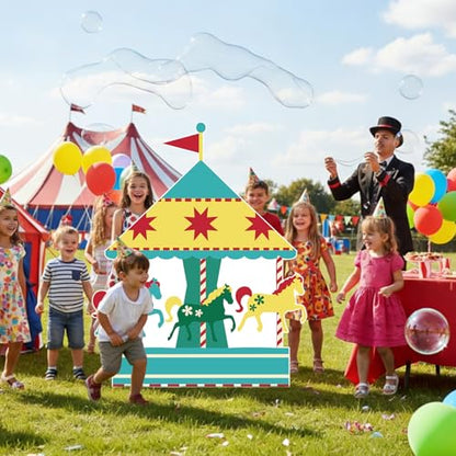 Colingmill Carnival Circus Party Decoration 3ft Circus Theme Birthday Party Supplies Carousel Cardboard Cutout Standup Photo Booth Backdrop Props Life Size for Birthday Carnival Game Weddings Events - style: Carousel