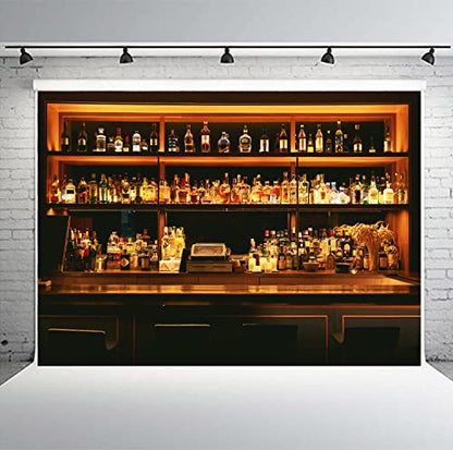 Bar Backdrops for Photography 7x5FT Schnapps Wine Dinks Alcohol Cafe Restaurant Drink Shelf Photo Backgrounds Wall Paper Room Mural Props BJWYPH18 - size: 7x5ft