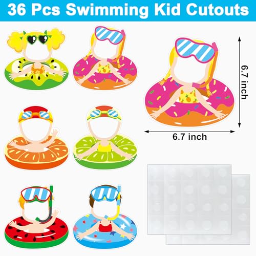 36 Pcs Summer Cutouts Swim Ring Cutouts with Photo Space for Bulletin Board DIY Craft Summer Hawaiian Classroom Pool Birthday Party Decoration - color: Summer