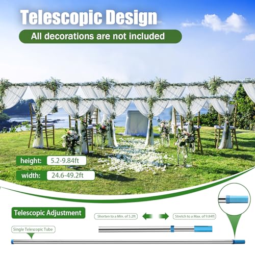 Background Stand Kit, 10 x 50 FT Professional Backdrop Stand, Adjustable Pipe and Drape Backdrop Stand Kit, Heavy Duty Background Support System for Wedding Party Event Photography