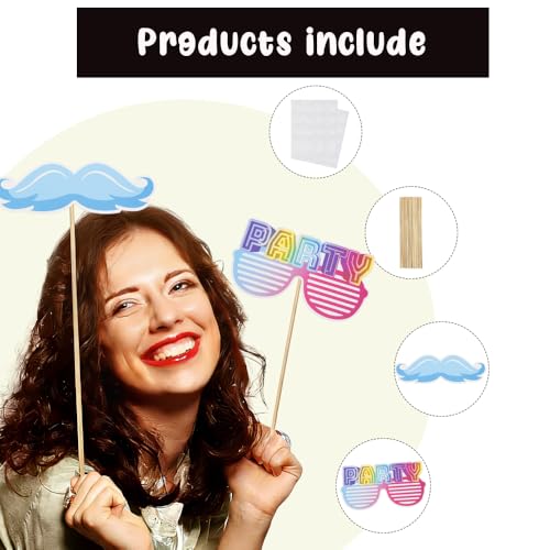 30 Pcs 80s Disco Photo Booth Props Kit 80s Photo Props Party Supplies Favors Decorations Selfie Prop Photography Photobooth Funny Cute Holiday Selfie Supplies Easy to Assemble