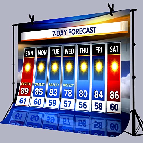 Weather Forecast Backdrop 9x6ft Seven-Day Broadcast Sunny Day Photo Background Business Study Portrait Studio Prop Wallpaper BJZSLU168 - size: vinyl-9x6ft