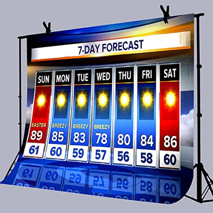 Weather Forecast Backdrop 9x6ft Seven-Day Broadcast Sunny Day Photo Background Business Study Portrait Studio Prop Wallpaper BJZSLU168 - size: vinyl-9x6ft