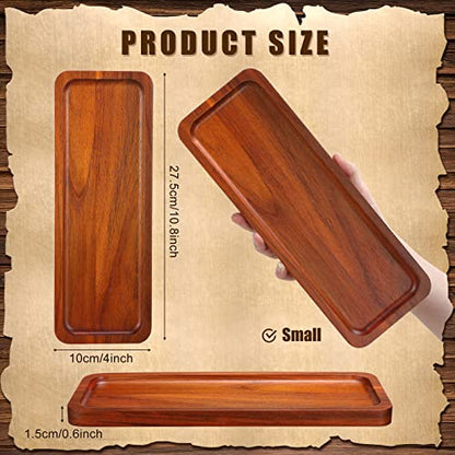 Skylety 15 Pack Solid Wood Serving Tray Large Acacia Party Server Platter Rectangular Charcuterie Board with Grooved Handle for Home Kitchen Cheese Appetizer Farmhouse Table Supplies (10.8 x 4 Inch) - size: 10.8 x 4 Inch
