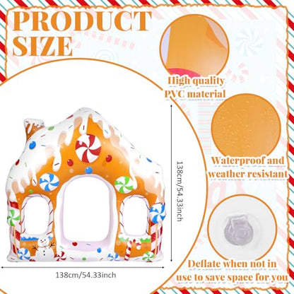 Colingmill 55 Inch Christmas Gingerbread House Photo Frame Inflatable Balloon Decorations Photo Backdrop Booth Selfie Frame Background for Xmas Gift Party Supplies - style: Gingerbread House