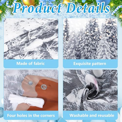 7x6ft Snow Globe Backdrop Winter Snowy Scene Backdrop Glitter Winter Forest Photography Background Large Fabric Snow Globe Banner Christmas Party Decorations for Xmas Holiday Party Decor Photo Props