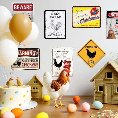 WERNNSAI Chicken Birthday Party Decorations - 9PCS Farm Birthday Decorations for Boys Girls Barnyard Themd Party Supplies Funny Chicken Coop Decor Farm Sign Posters for Door Wall Yard Garden Decoration - style: Chicken 001