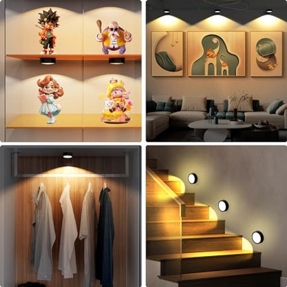 Narotood 6 Pack Picture Lights for Wall, Rechargeable Battery Operated Wall Lights, Picture Frame Lights with 3 Lighting Modes, Wireless Magnetic Painting Light with Remote Control Timer, (Black) - color: Black, size: 6 Pack