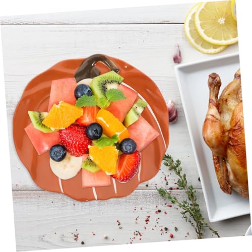 MAGICLULU Ceramic Pumpkin Plate Halloween Salad Dish Retro Food Dinner Plate Hand-painted Glazed Pumpkin Shape for Autumn Harvest and Thanksgiving Tableware