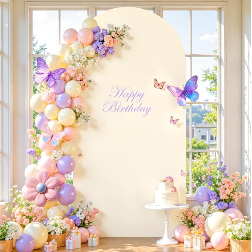 Beige Arch Cover 6ft Spandex Beige Wedding Arch Backdrop Cover for Birthday Party Baby Shower Balloon Arch Stand Cover Baby in Bloom Bridal Shower Photo Arch Covers Stretchy Backdrop Decorations - color: Beige, size: 6FT