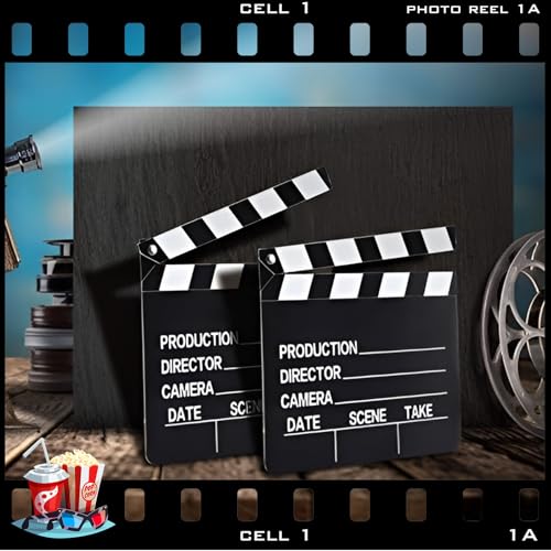 BBTO 10 Pieces Movie Film Clap Board, 7 x 8 Inch Cardboard Movie Clapboard Directors Clapper Writable Cut Action Scene Board for Movies Films Photo Props (Double-Sided Printing,Black and White) - color: Black and White, style: Double-sided Printing