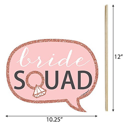 Big Dot of Happiness Funny Bride Squad - Rose Gold Bridal Shower or Bachelorette Party Photo Booth Props Kit - 10 Piece - color: Bride Squad