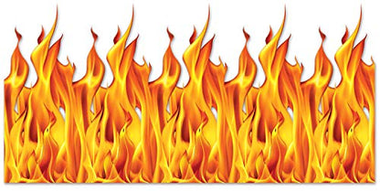 Beistle Plastic Flame Wall Backdrop, 4’ x 30’ – Photo Backdrop, Easy to Adhere Wall Covering, Party Decor, Burning Fire Photography Background for Birthdays, Holidays & Events - style: Flame