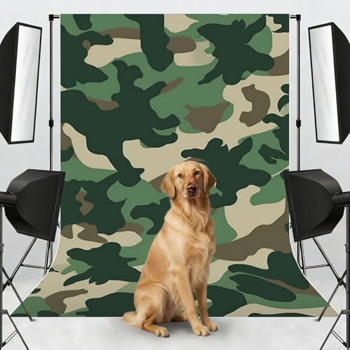 Camouflage Green Backdrop Background for Photography 5x7ft Photobooth Professional Photo Backdrop Curtains Video Photography Studio Photo Backgrounds Banner Booth Background Screen Parties - color: Camouflage Green