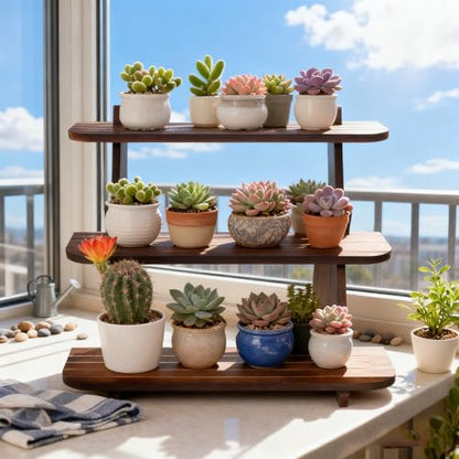 Wooden Display Stand, Tiered Cupcake Stand, 3 Tier Display Stand Riser, Rustic Risers Dessert Table Display Shelf Spice Rack Organizer Holder, Cologne Stand Perfume Organizer Stand - color: Walnut-L