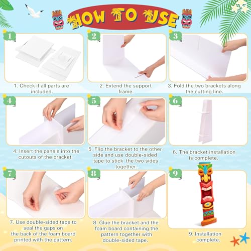 Yalikop 6 Ft Hawaii Tiki Cardboard Cutout Stand Up Photo Prop - Hawaiian Tropical Party Decorations Standee Tiki Totem Foam Board for Garden Yard Sign Decor Summer Luau Photography Background - style: Tiki Style 2