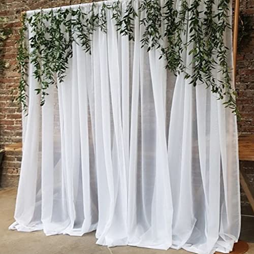 PARTISKY 10x7ft White Chiffon Backdrop Curtains (2 Panels 5x7ft Each) - Wrinkle-Free Sheer Fabric Photo Drapes for Wedding Ceremony Arch Birthday Baby Shower Photography Stage Decor - color: White, size: 10ft x 7ft