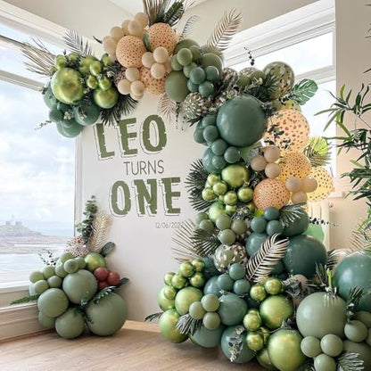 Dusty Green Double Stuffed Balloons Different Size 115Pcs 5/10/12/18" Sage Green Balloons Garland kit for Birthday Baby Shower Wedding Engagement Bridal Shower Party - color: Dusty Green